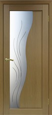 Дверь Optima Porte Сицилия 720 остекление №21 стекло Линии  Орех классик NL Экошпон
