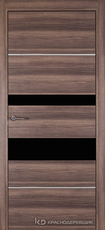 Дверь Краснодеревщик 7 03М (молдинг, стекло Черное) с фурнитурой, Дуб темный sincrolam